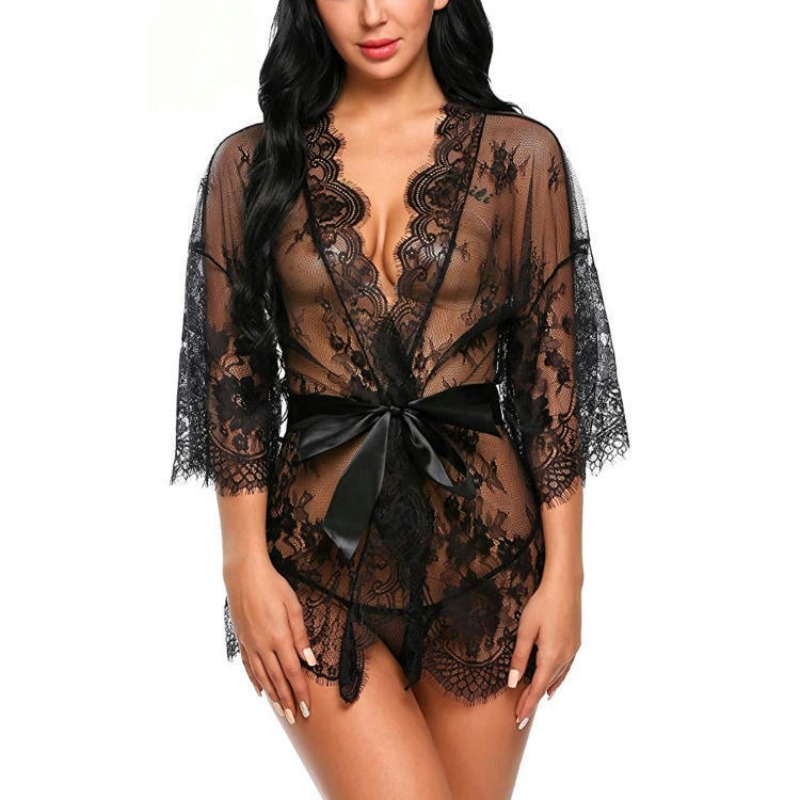 Summer Nights Clothing - Yeni Kadın Seksi Dantel Kimono Sabahlık