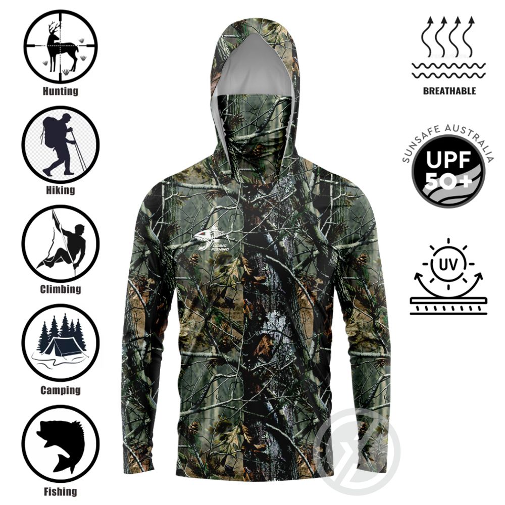 Summer Clothes - UPF50+ Kapüşonlu Balıkçı Gömleği, Entegre Yüz