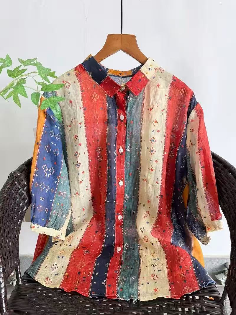 Summer Clothing Japan - Bohemian %100 Rami Kadın Gömlekleri ve