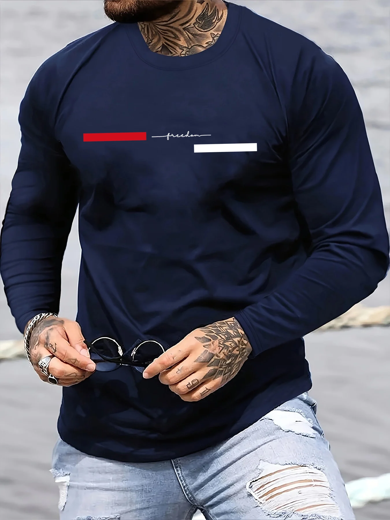Summer Clothes - Kırmızı siyah çizgili erkek uzun kollu
