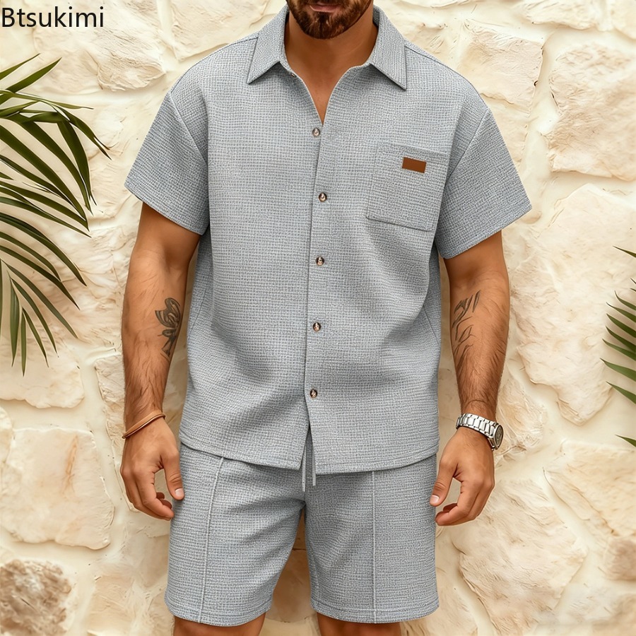Erkek Rahat Waffle Düz Renk Kı - Summer Clothing Men Fashion incelemesi ve fiyatı