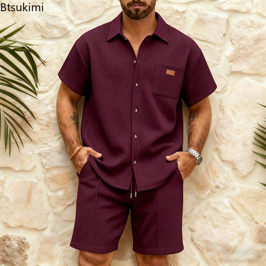 Erkek Rahat Waffle Düz Renk Kı - Summer Clothing Men Fashion incelemesi ve fiyatı