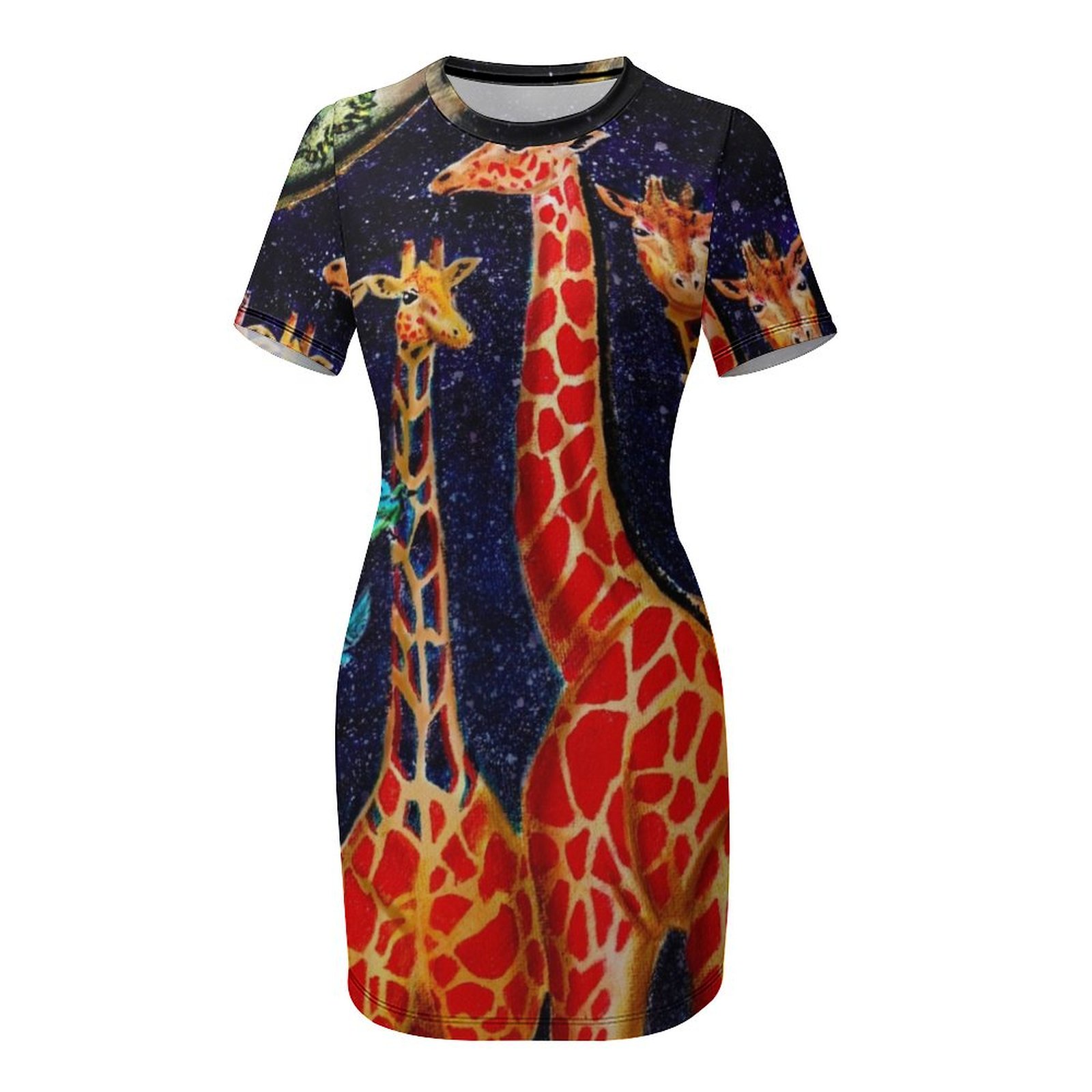cave giraffes Kısa Kollu Elbis - Summer Clothing Trends 2025 Women'S incelemesi ve fiyatı
