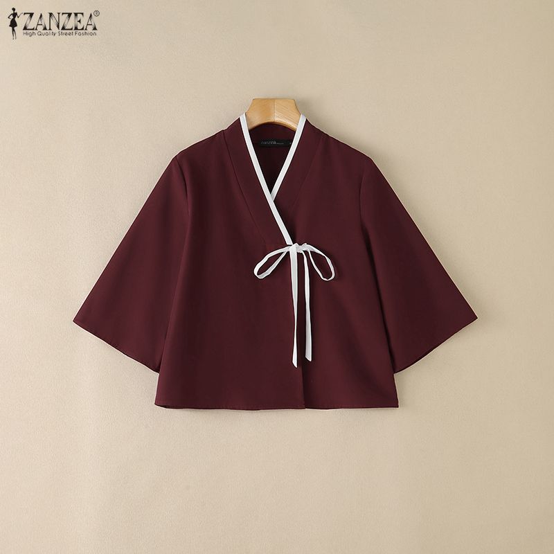 ZANZEA Kadın Çin Stili V Yaka  - Tie Front Shirt incelemesi ve fiyatı