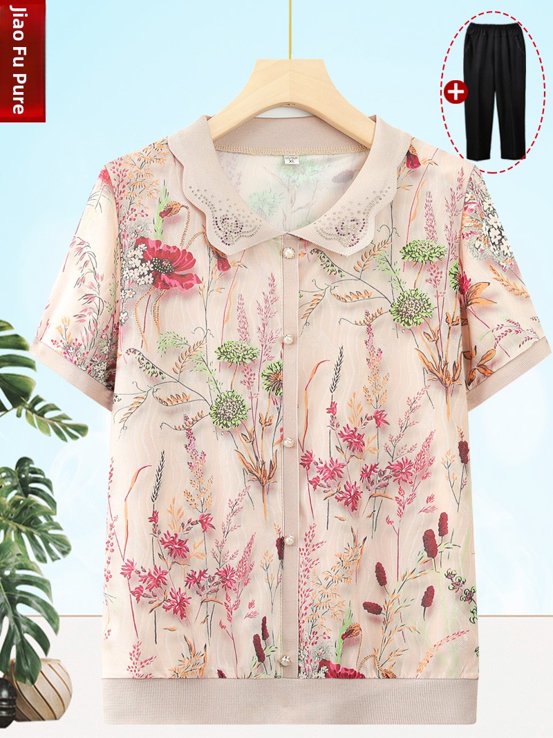 Buz ipek gevşek kısa kollu tiş - Summer Clothing Over 60 incelemesi ve fiyatı