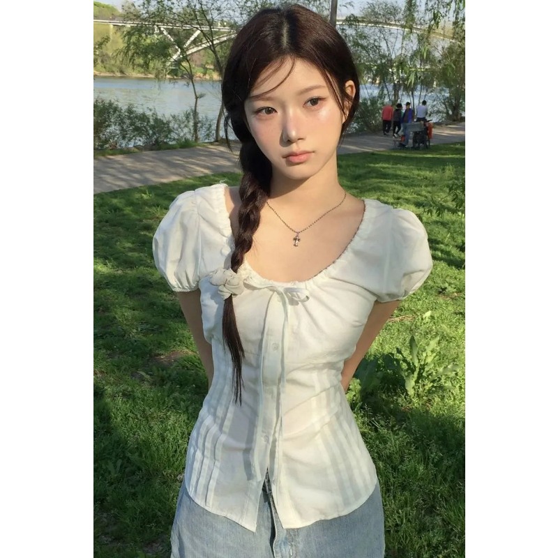Kadın Siyah Puf Kollu Bluz V Y - Tie Front Shirt incelemesi ve fiyatı