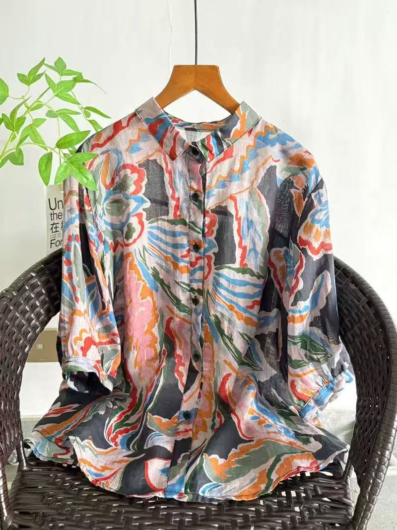2026 Saf Rami Baskılı Gömlek K - Summer Clothing Japan incelemesi ve fiyatı